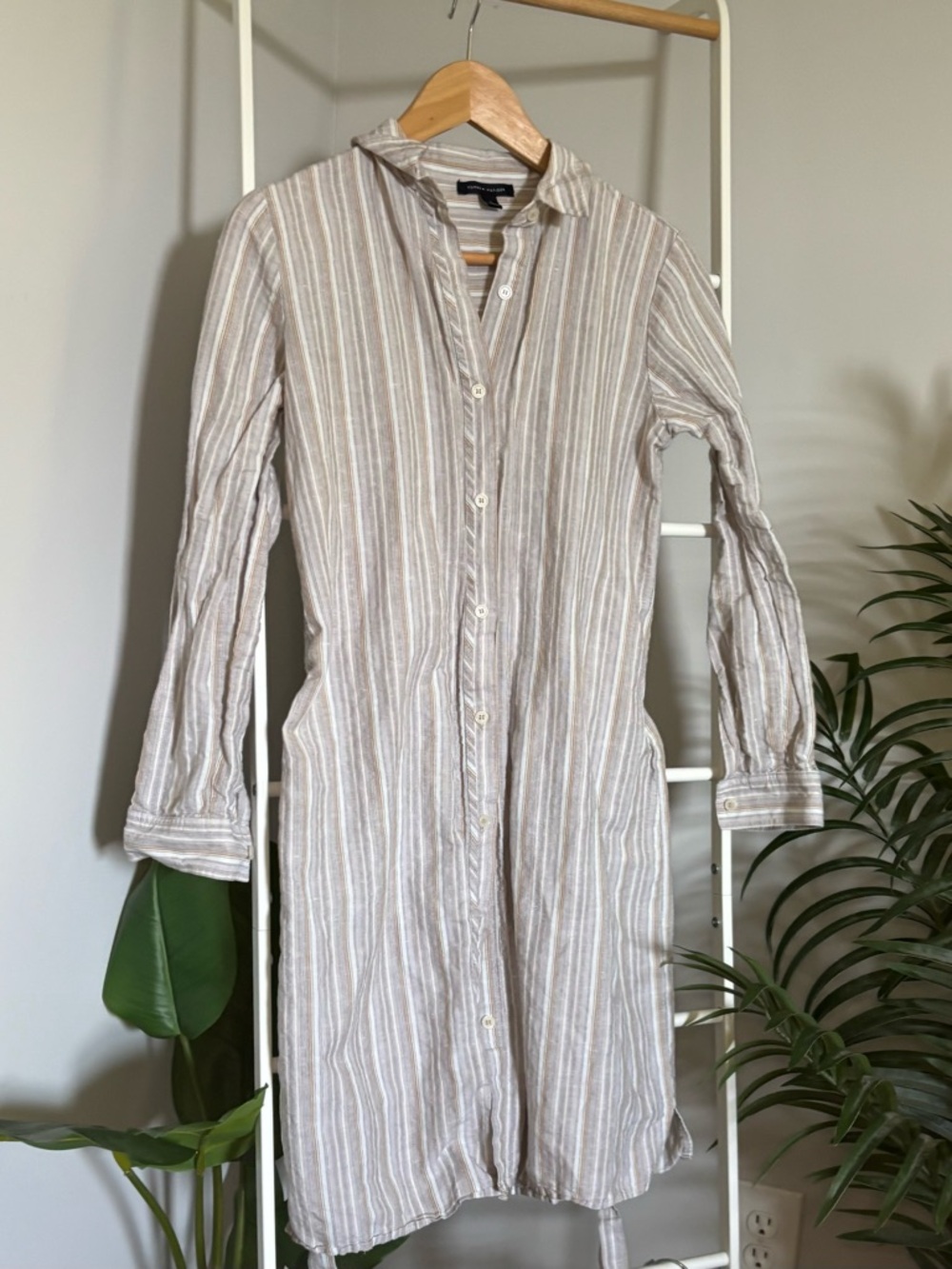 Tommy Hilfiger Neutral Striped Button-Up Shirt Dress - Picture 5 of 14